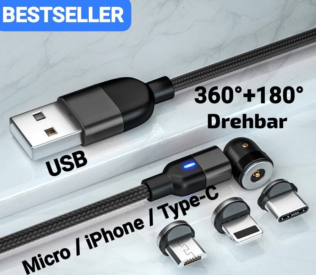 3 in 1 Magnetische LED Ladekabel Handy Magnet USB für iPhone Type-C Mi –  Deal Buddys