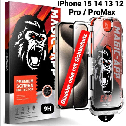 💥iPhone 15 14 13 12 Pro Max PanzerGlas Kristallklar / AntiSpy Sichtschutz mit Anbringhilfe 💥