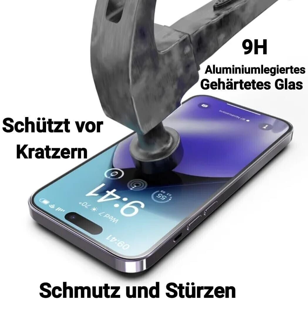 💥iPhone 15 14 13 12 Pro Max PanzerGlas Kristallklar / AntiSpy Sichtschutz mit Anbringhilfe 💥