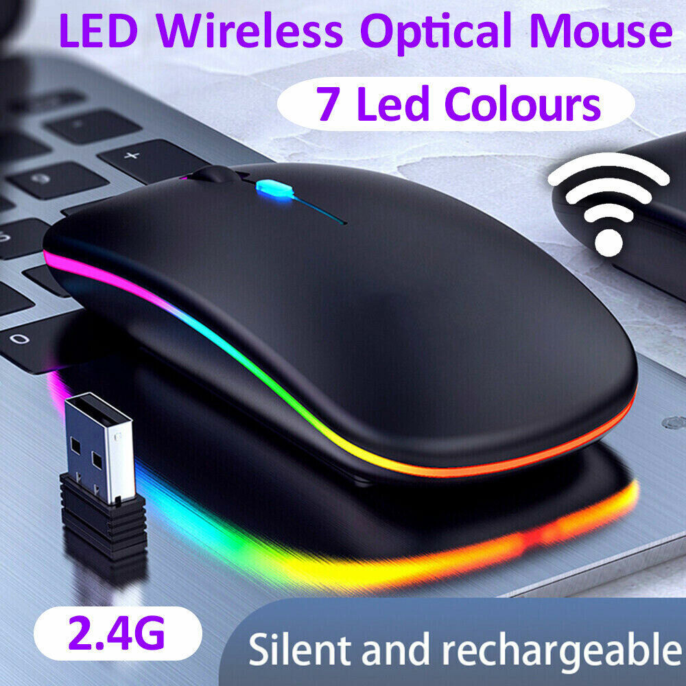 LED Wiederaufladbare RGB Farbwechsel Wireless Funkmaus 2,4GHz