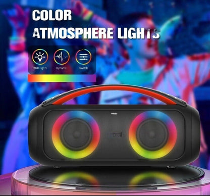 Tragbarer Bluetooth 5.2 Surround Sound Boom Box 40W LED RGB Beleuchtet